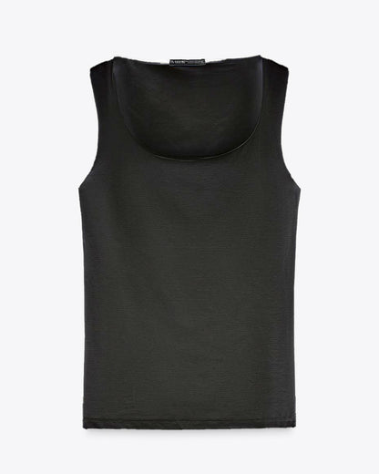Black Wide Strap Top
