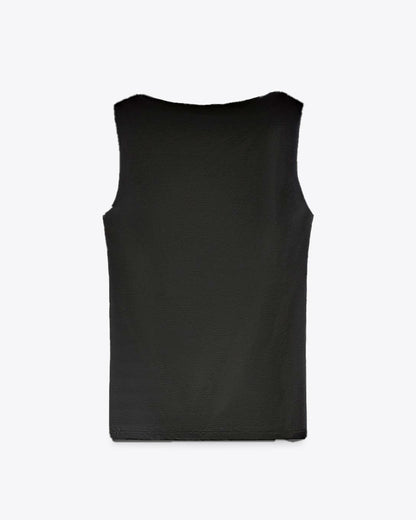 Black Wide Strap Top