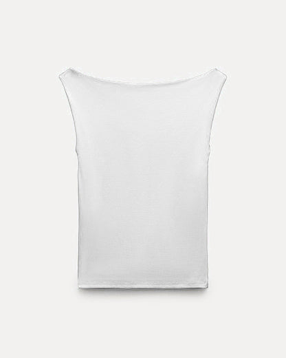White Boat-neck top
