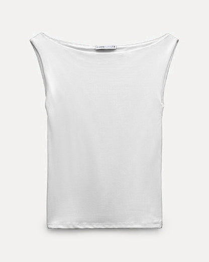 White Boat-neck top