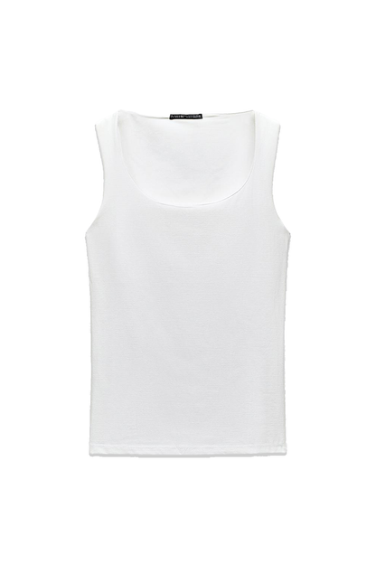White Wide Strap Top