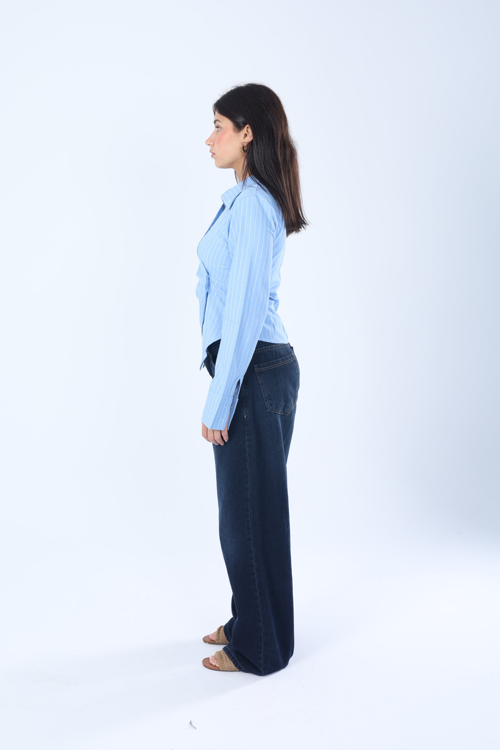 Striped Wrap Shirt Blue